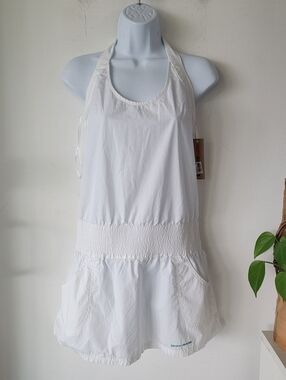 DKNY Jeans White Elastic-Waist Mini Dress Size S